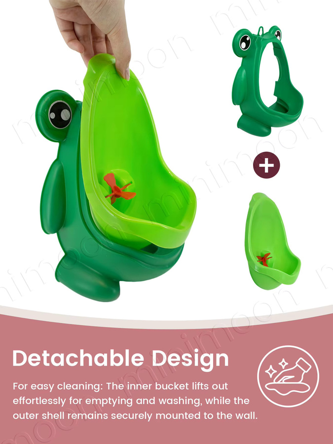 Momo & Dudu Toilettentrainer Frosch-Töpfchen für Jungen in Blau oder Grün mit Zielhilfe zum Üben des Stehend-Pinkelns - Bild 3