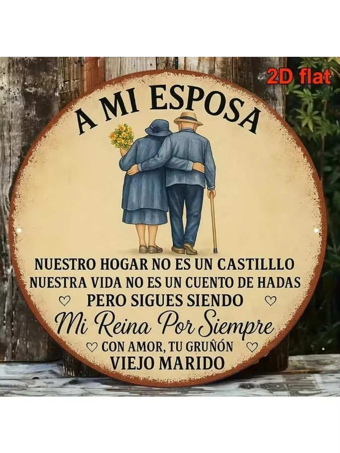 CIFBUY Vintage Metallschild A Mi Esposa Mi Reina Por Siempre als romantische Wandkunst für dein Jubiläum - Bild 2