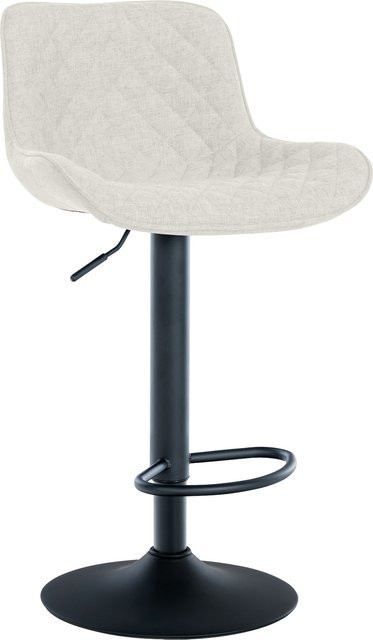 CLP Barhocker Minosa beige gesteppter Drehstuhl mit Metallfußstütze und Höhenverstellung - Bild 1