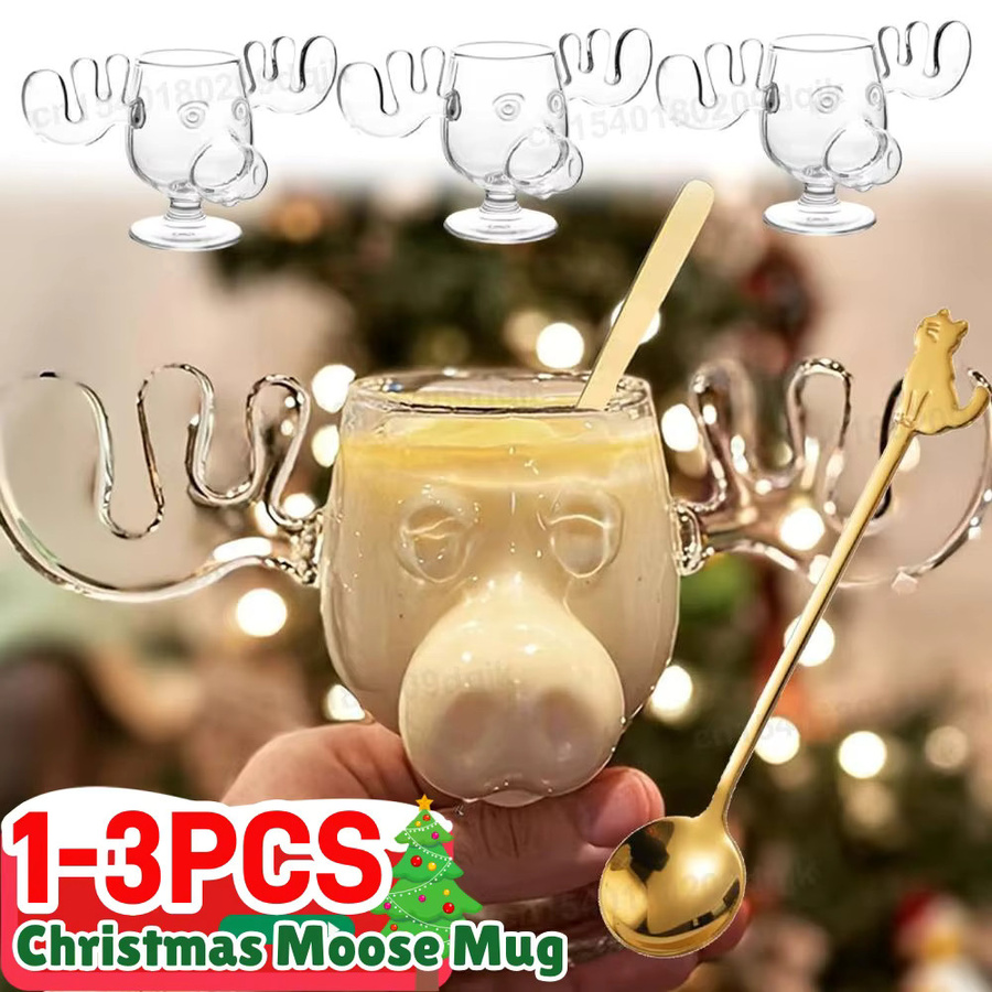 Kreatives Elch-Glas für Weihnachten, transparentes Rentier-Design, 240 ml - Bild 2