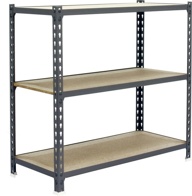 PROREGAL Schwerlastregal Baby Muli aus Metall in Grau mit 3 verstellbaren Fachböden, H x B x T: 90 x 90 x 30 cm - Bild 1