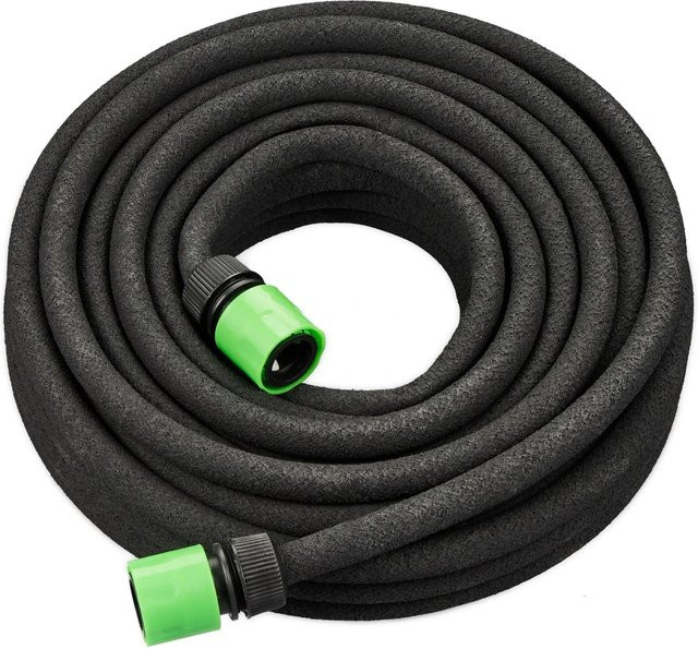 Relaxdays Tropfschlauch zur Perlbewässerung aus PVC und Gummi, Schwarz Grün, 15 m - Bild 1