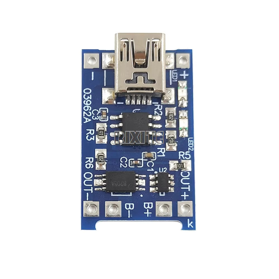 RIXITE 10er Set TP4056 Lithium-Batterie Ladegerät Modul mit Schutzfunktion, Dualer Anschluss USB-C und Micro-USB, 5V 1A, Blau - Bild 2