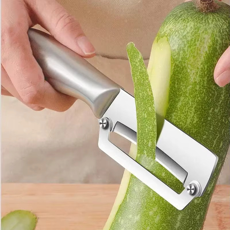 Kitchya Multipurpose Edelstahl Sparschäler in Silber für Kartoffeln, Melonen und Obst - Bild 2