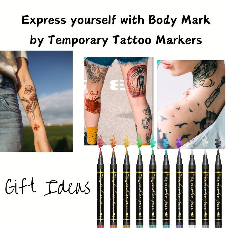 Temporärer Tattoo-Stift, 10 Farben, Set - Bild 5
