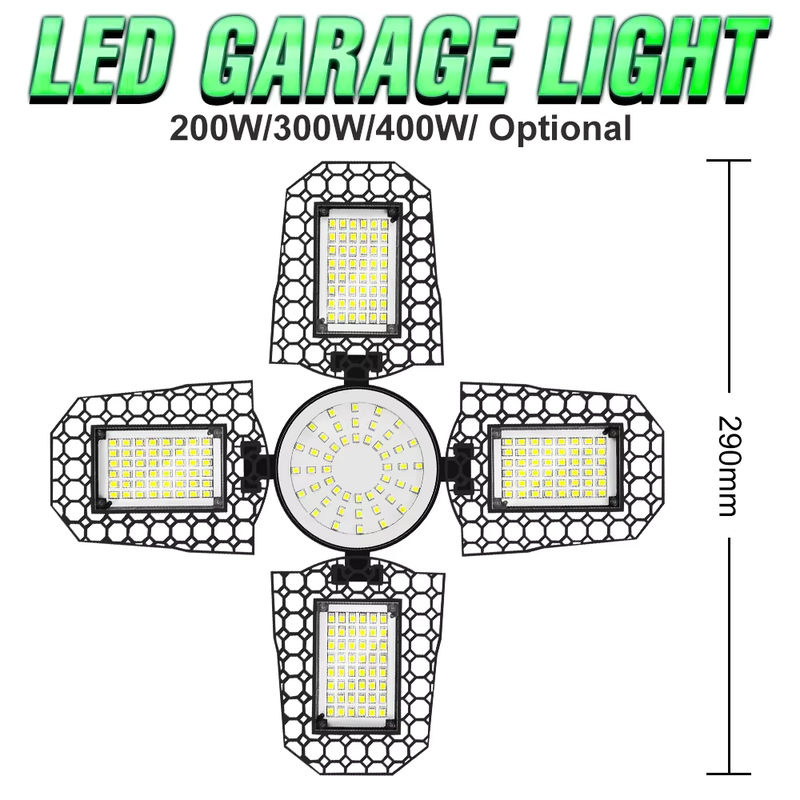 Verformbare LED-Garagen-Glühbirne mit E27-Sockel, 250 W, Schwarz, CCT-Farbtemperatur-Einstellung für Garage, Lager und Keller - Bild 6