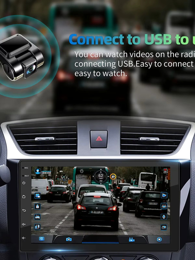 ESSGOO Android 14 Autoradio mit 6+128 GB Speicher, 2 DIN QLED Touchscreen, kabelloses CarPlay, Android Auto, GPS, Bluetooth, WiFi und 4G LTE in Schwarz - Bild 6