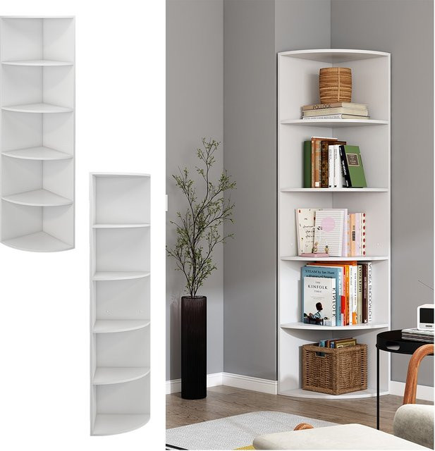 Oskar-Store Eckregal Fabienne, weißes stehendes Bücherregal mit 5 Fächern, Höhe: 180 cm, Breite: 40 cm, Tiefe: 40 cm - Bild 1