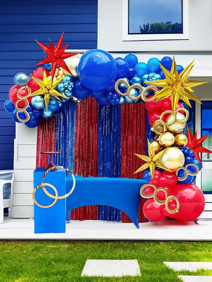 Kozee Ballon Kranz Bogen Kit für Geburtstag und Party Dekoration in Rot, Blau und Gold mit Sternen, 126 Stück - Bild 1