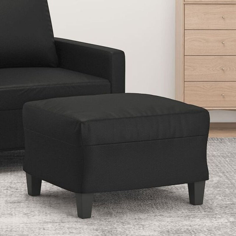 Modern Polsterhocker aus Kunstleder von vidaxl in Schwarz, B/T/H: 60 x 50 x 41 cm - Bild 1