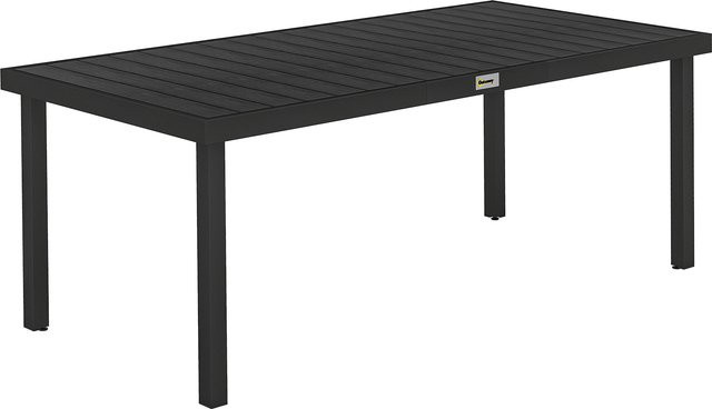 Outsunny Gartentisch für 8 Personen aus Aluminium und Kunststoff in Schwarz, B/T/H: 190 x 90 x 74 cm - Bild 1