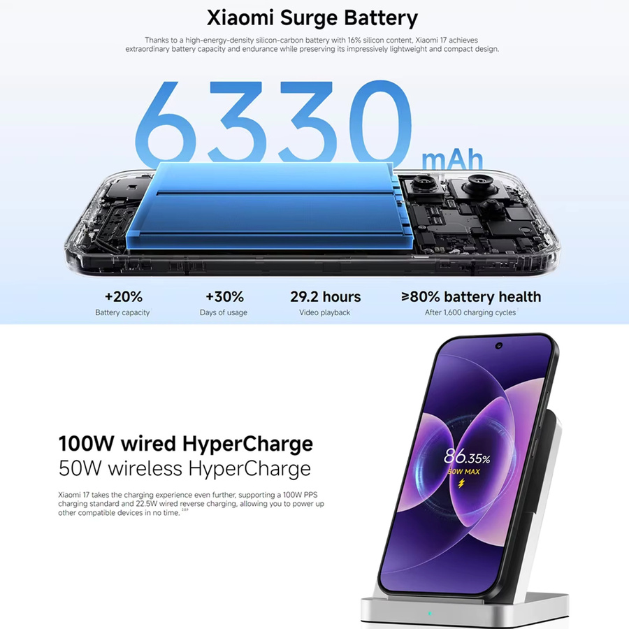 Xiaomi 17 Smartphone Globale Version in Schwarz mit 6,3 Zoll OLED-Display, Snapdragon 8 Elite Gen 5 Prozessor, 50MP Leica-Kamera und 6330mAh Akku - Bild 4