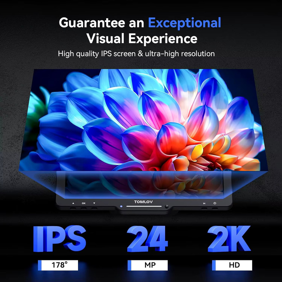 TOMLOV Digitalmikroskop TriL110 mit 10,1 Zoll IPS-Bildschirm, 2500X Vergrößerung, 2K HDMI Anschluss und 14 LED-Leuchten, Schwarz - Bild 2