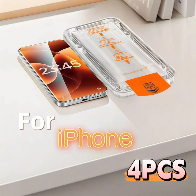 4er-Pack HD-Displayschutzfolie aus gehärtetem Glas für iPhone 17 17 Pro 17 Pro Max 17 Air 16 15 14 13 12 11 Serie, transparent, kratzfest und blasenfrei - Bild 1