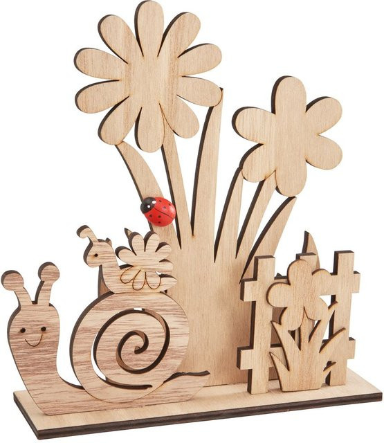 VBS Holz-Steckmotiv Schneckengarten in Beige aus Sperrholz, B/H/T: 18,0 x 20,0 x 6,0 cm - Bild 1