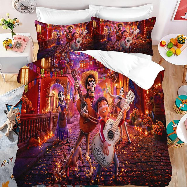Flylo Cartoon Coco Bettwäsche-Set aus 100% Polyester in Multicolour, Breite: 173 cm, Tiefe: 229 cm - Bild 1