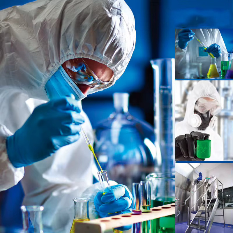 Chemischer Schutzoverall mit Kapuze aus SMS-Material, antistatisch und staubgeschützt, Farbe Weiß, Größe M - Bild 3