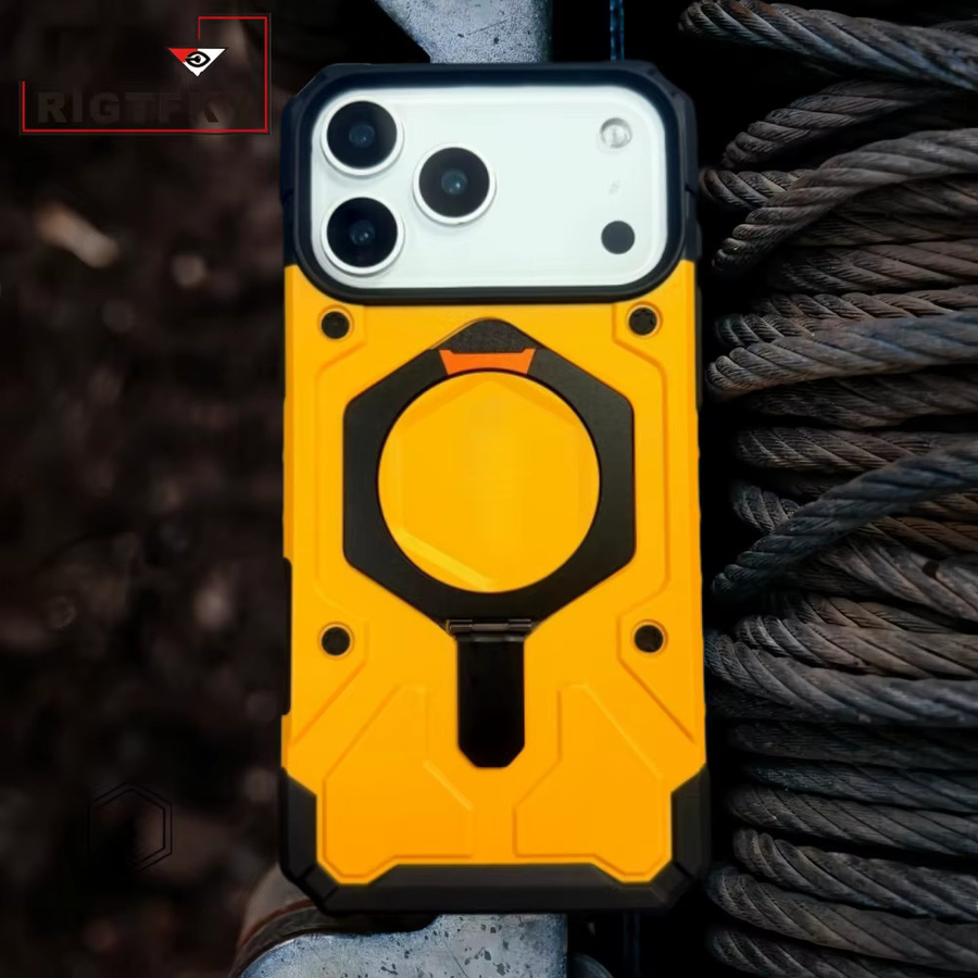 Stoßfeste Handyhülle mit magnetischem Metallständer für iPhone 12 bis iPhone 17 Air, transparent oder weiß - Bild 4