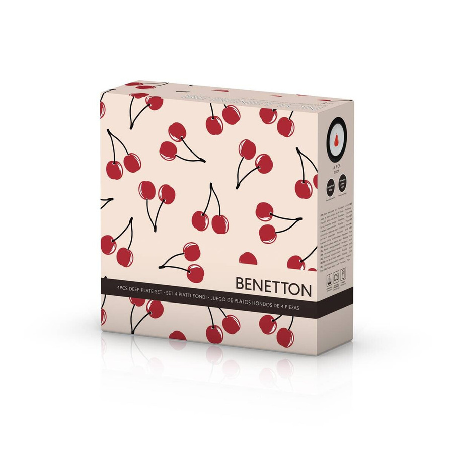 Benetton Essteller tief Fruits aus Porzellan grau mit floralem Muster Durchmesser: 21 cm - Bild 1