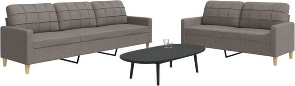 Vidaxl 2-tlg. Sofagarnitur Modern in Taupe Meliert aus Stoff und Metall - Bild 1