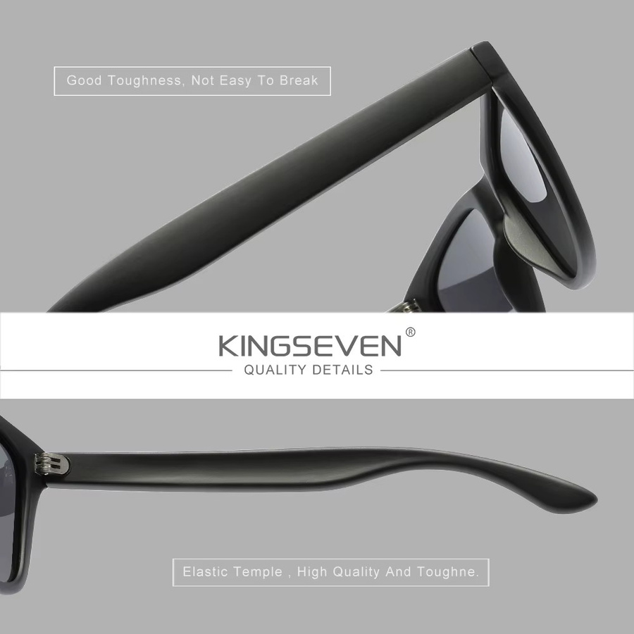 KINGSEVEN Sonnenbrille, rechteckig, Vollrand, Kunststoff, schwarz, Unisex - Bild 2