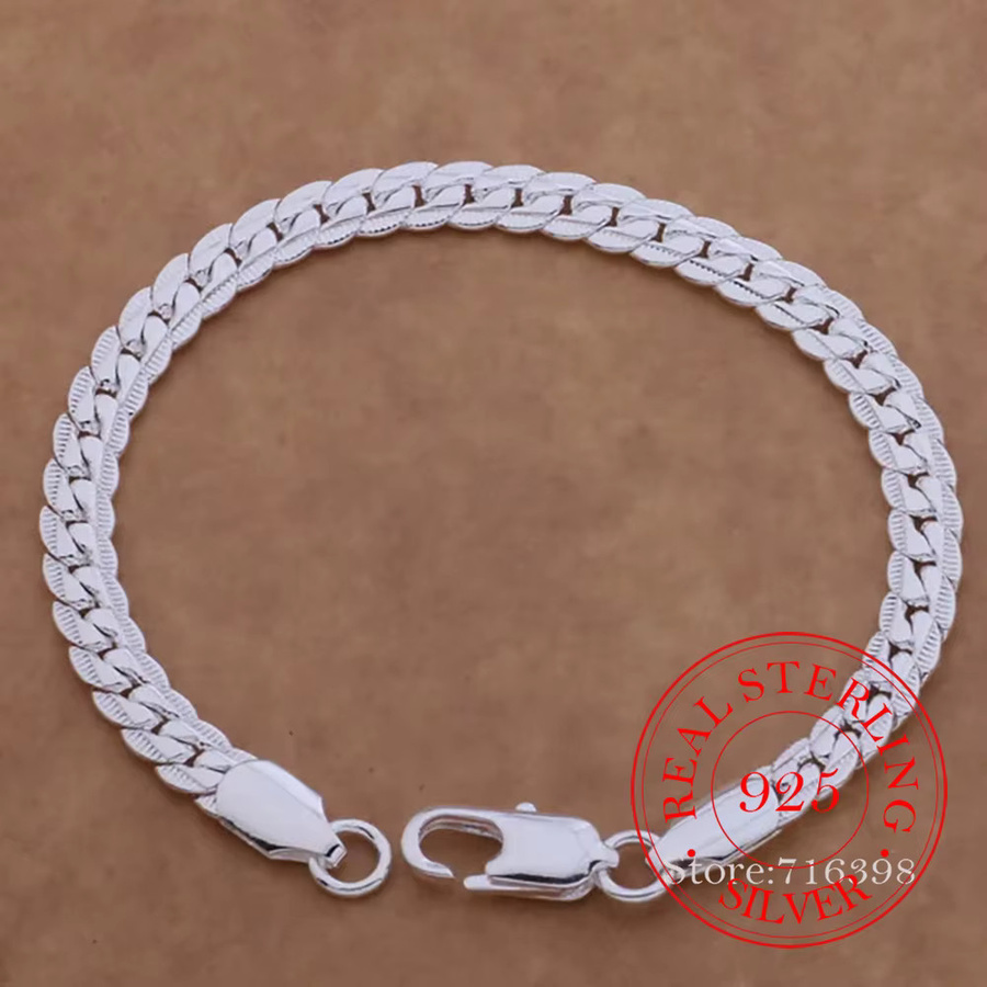 Robbie Armband 925 Silber, geflochtenes Muster, Unisex - Bild 4