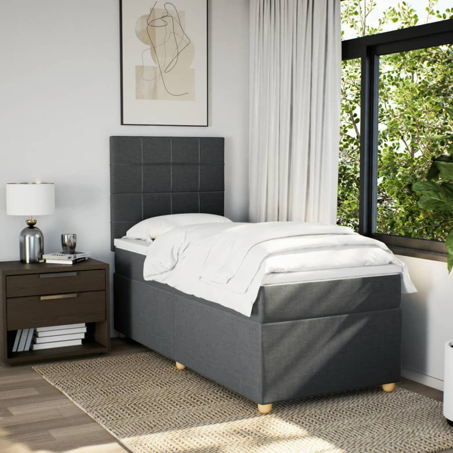 vidaXL Boxspringbett Hybrid mit Matratze Dunkelgrau B/T: 100 x 200 cm - Bild 4