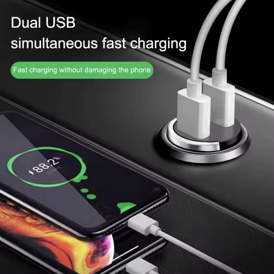 WDSZKMYF 200W Mini Dual Ports USB 2in1 Auto Ladegerät in Schwarz mit Schnellladefunktion für iPhone, Xiaomi, Huawei und Samsung - Bild 3