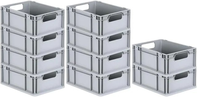 PROREGAL Spar Set 10x Eurobox Nextgen Economy Transportboxen mit offenen Griffen in Grau, H x B x T: 17 x 30 x 40 cm - Bild 1
