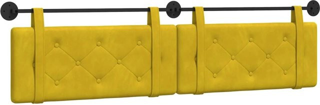 vidaXL Wandmontiertes Polsterpaneel aus Samt in Gelb, B/H/T: 210 x 55 x 5 cm - Bild 1