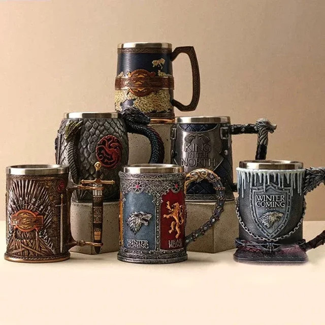 Gotischer Totenkopf-Edelstahlbecher mit Harz-Verzierung, 600 ml - Bild 1