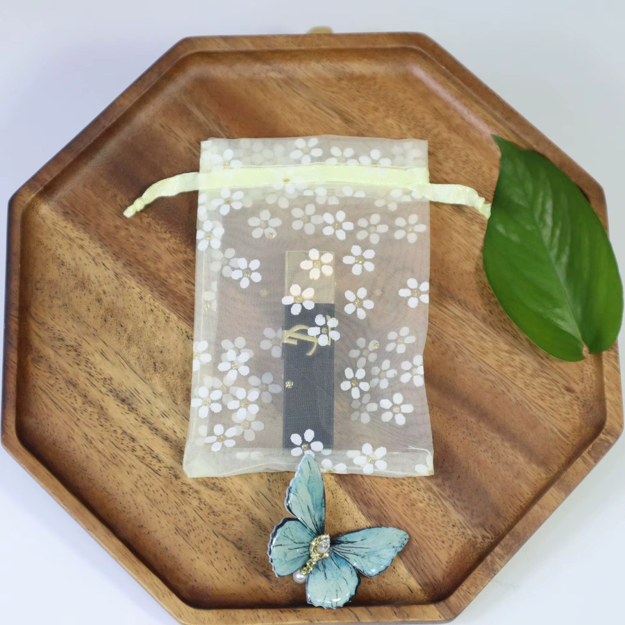 Organzabeutel mit Blumendruck und Kordelzug für Hochzeiten und Partys, Mehrfarbig - Bild 3