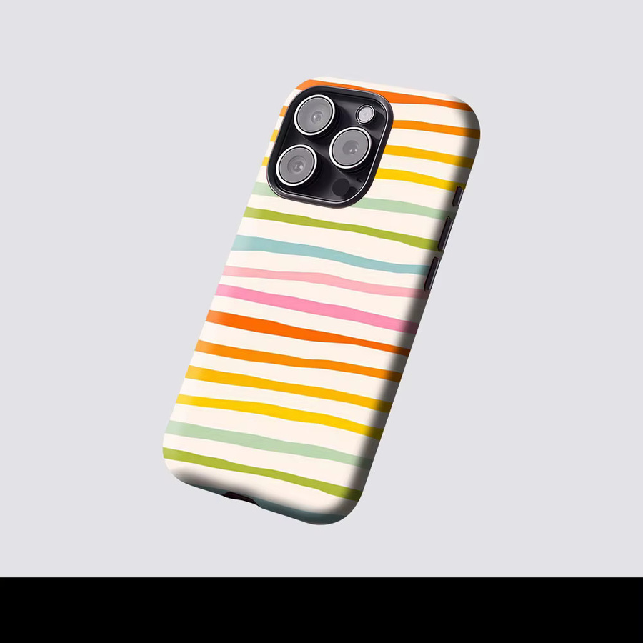 Aurbe Matte 2-in-1 MagSafe Hülle für iPhone 17 16 15 Plus Pro Max mit leuchtenden Regenbogen-Wellenstreifen in Multicolour - Bild 2