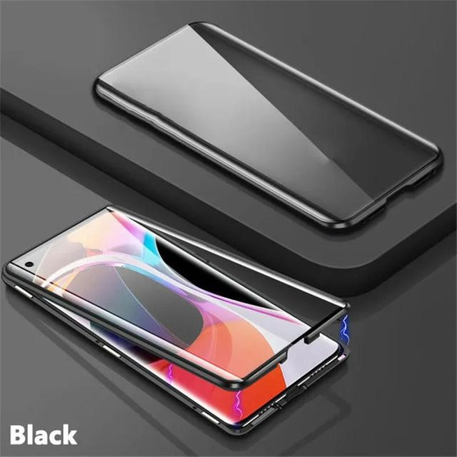 Magnetische Metall-Schutzhülle mit beidseitiger Glasabdeckung für Samsung Galaxy A14 5G, transparent und schwarz - Bild 1
