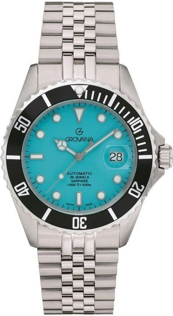 Grovana Taucheruhr, Automatik, Edelstahl, blau, 42 mm, Herren - Bild 1