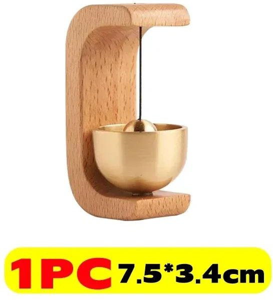 Drahtlose Türklingel aus Holz und Messing mit magnetischem Windspiel in Weiß, Braun oder Gold, minimalistisches Design als hängende Eingangstürklingel und Heimdekoration - Bild 1