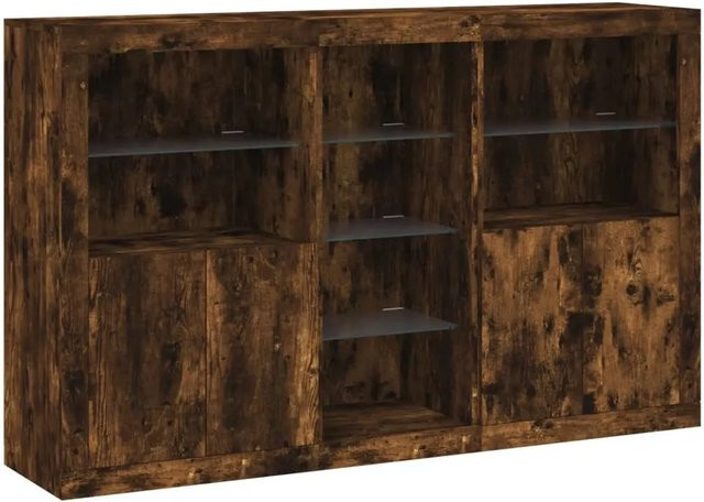 vidaXL Sideboard modern in Räuchereiche mit integrierter LED-Beleuchtung, B/T/H: 162 x 37 x 100 cm - Bild 1