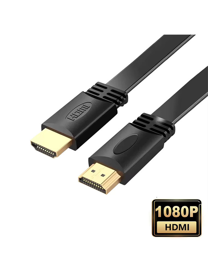 Ninth World HD HDMI-Kabel 1.4 Version in Schwarz mit vergoldetem Stecker für Computer und TV, flaches Kabel für 1080p und 3D - Bild 6