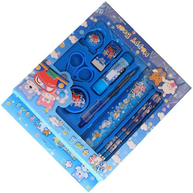 Igeteck Schreibwaren-Set für Kinder mit Cartoon-Motiven in Blau - Bild 1