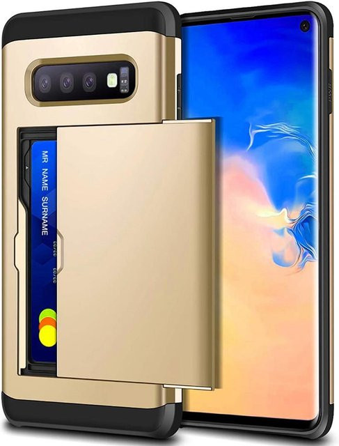 Schutzhülle mit Kreditkartenhalter und ID-Steckplatz für Samsung Galaxy S10 Plus, S10e und S10 in Gold - Bild 1
