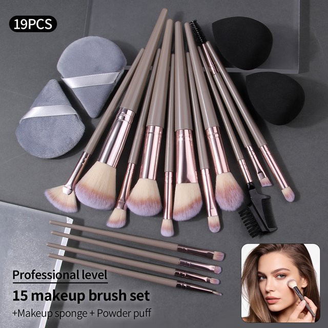 KOSSHOW Make-up-Pinsel-Set, 19-teilig mit Schwamm, Champagnergold, Unisex - Bild 1