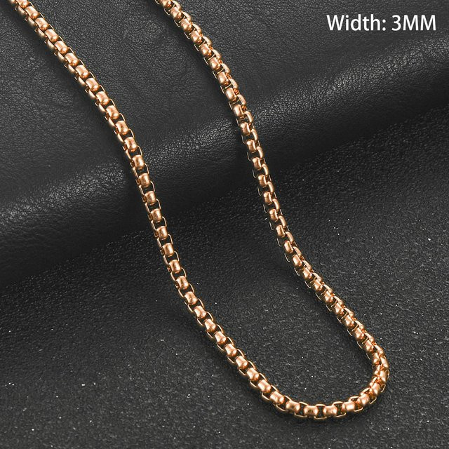 Halskette Edelstahl, Roségold, Rolo, 100 cm, Unisex - Bild 1