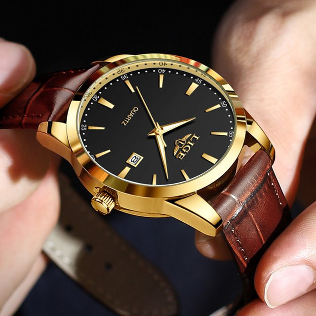LIGE Chronograph, Quarz, Leder, Schwarz, Herren - Bild 1