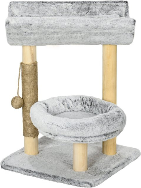 Aosom PawHut Katzenbaum in Grau mit Kratzmöglichkeiten, Spielzeugturm und Nischen, Höhe: 66,5 cm - Bild 1