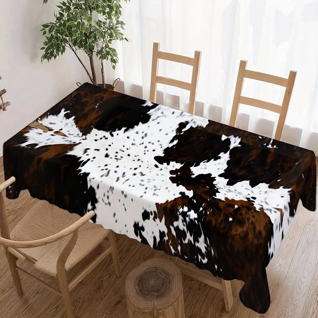 Rechteckige Tischdecke von Beau Maison mit Kuhmuster in Weiß, wasserabweisend und waschbar, B/L: 140 x 240 cm - Bild 1