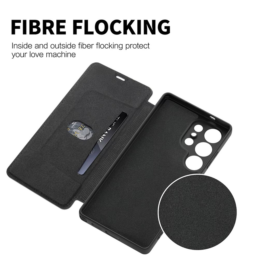 Flip Leder Hülle mit Flüssigsilikon und Objektivschutz für Samsung Galaxy S25 Ultra S25 Plus S24 Ultra S24 Plus S23 S22 Book Cover in Purple - Bild 6