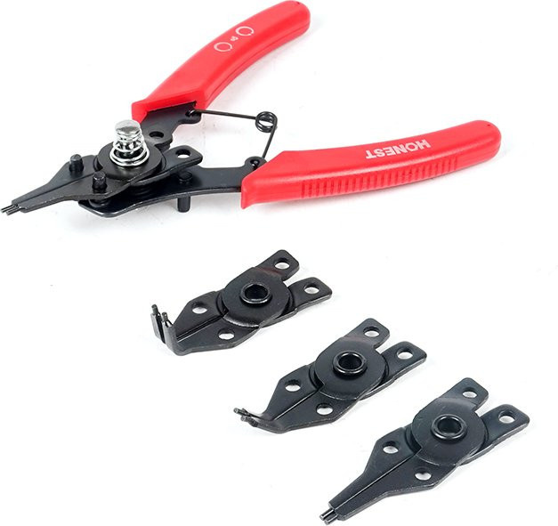 HONEST 4-in-1 Sicherungsringzangen-Set aus Kohlenstoffstahl mit rutschfestem PVC-Griff in Rot - Bild 1