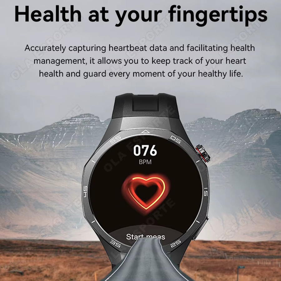 Ola Esporte HW12 Smartwatch für Herren mit AMOLED-Display, GPS-Tracking, Kompass und Bluetooth-Anruffunktion, IP68 wasserdicht, Farbe: Schwarz - Bild 2