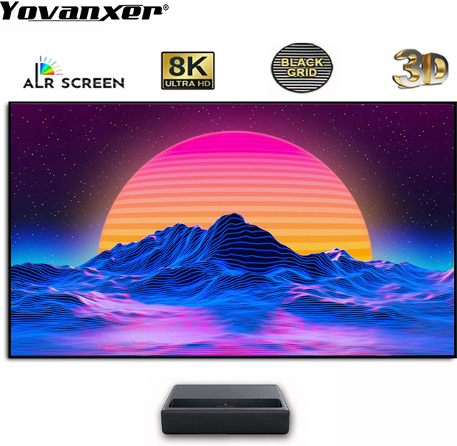 Yovanxer ALR UST T Prisma Rahmenlose Projektionswand für Ultra Short Throw Projektoren, 80 Zoll, 4K UHD Anti-Licht Leinwand für dein Heimkino - Bild 1