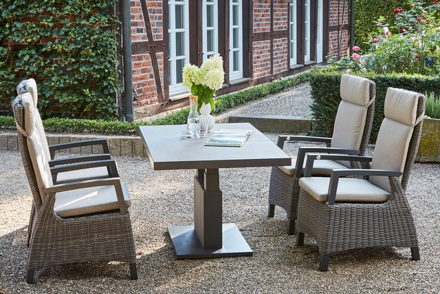 Siena Garden Corido/Bellani Gartenlounge in Grau mit Lifttisch und 4 Dining Move Sesseln aus Aluminium und Gardino Geflecht - Bild 1